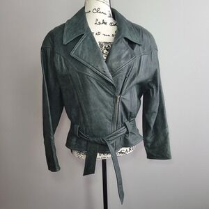 Vintage Adventure‎ Bound Wilson's dark green leather bomber jacket thinsulate